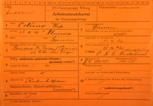 Document of Rosa Ortuño, Spaniard forced labour in Norway. Source: National Archives of Norway